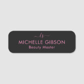 Monogram Beauty Professional Studio Pink Schwarz Namensschild (Vorderseite)