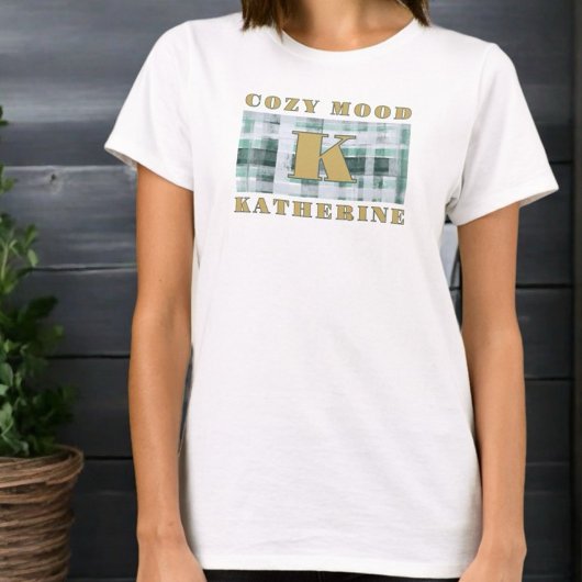 Monogram, behagliches Stimmgrün, kariertes Tartan- T-Shirt