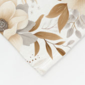 Monogram Beige Creme Brown Gray Floral Botanisch Fleecedecke (Ecke)