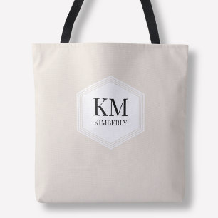 Monogram Beige Einfach Neutral Modern Benutzerdefi Tasche