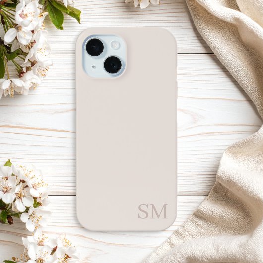 Monogram Beige Minimalistische Initialen Case-Mate iPhone Hülle