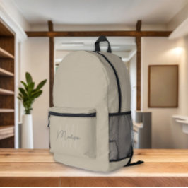 Monogram Beige Modernes Minimalistisch Bedruckter Rucksack