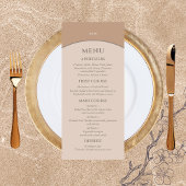 Monogram Beige Pink Minimalistisch Japandi Wedding Menükarte