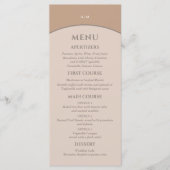 Monogram Beige Pink Minimalistisch Japandi Wedding Menükarte (Vorderseite)