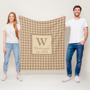Monogram Beige Rost Buffalo Kariert Rustikales Lan Fleecedecke