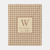 Monogram Beige Rost Buffalo Kariert Rustikales Lan Fleecedecke (Vorderseite)
