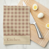 Monogram Beige Rost Buffalo Kariert Rustikales Lan Geschirrtuch (Viertel Falte)