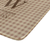 Monogram Beige Rost Buffalo Kariert Rustikales Lan Schneidebrett (Ecke)
