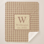 Monogram Beige Rost Buffalo Kariert Rustikales Lan Sherpadecke (Vorderseite)