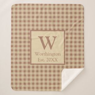 Monogram Beige Rost Buffalo Kariert Rustikales Lan Sherpadecke