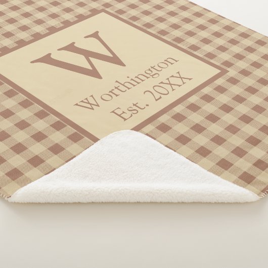 Monogram Beige Rost Buffalo Kariert Rustikales Lan Sherpadecke (3/4)