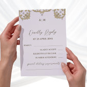 Monogram Beige Viktorianisch Vintage Wedding RSVP  Karte