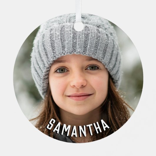 Monogram, benutzerdefinierter Name des Fotos Navy Ornament Aus Metall (Rückseite)