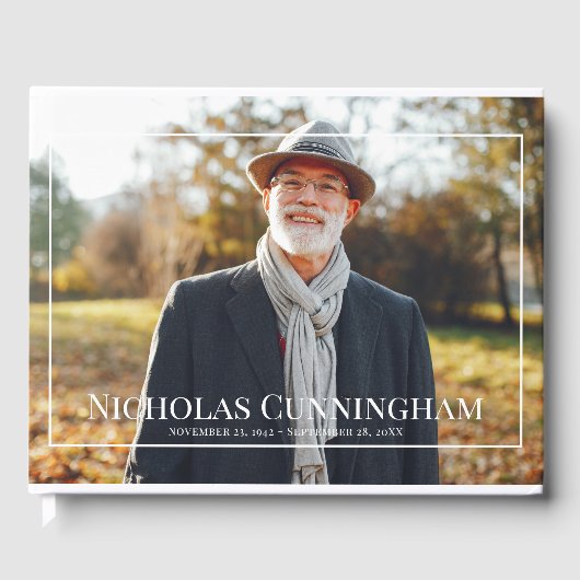 Monogram-Benutzerdefiniertes Foto für den White Fr Gästebuch (Vorderseite)