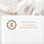 Monogram Berry Magnolia Leaf Holiday Wreath Labels (Insitu)