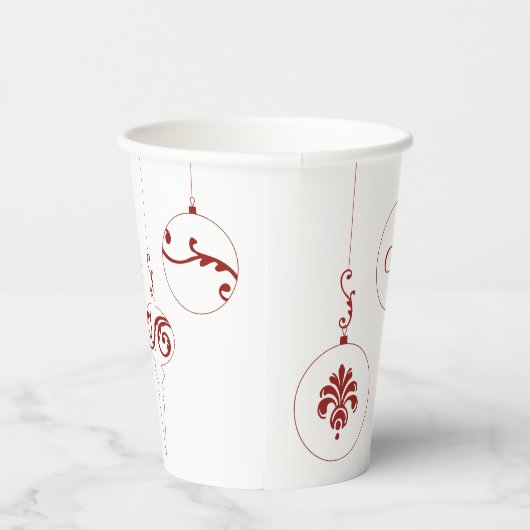 Monogram Berry Red Bauble Ornaments Pappbecher (Rechts)