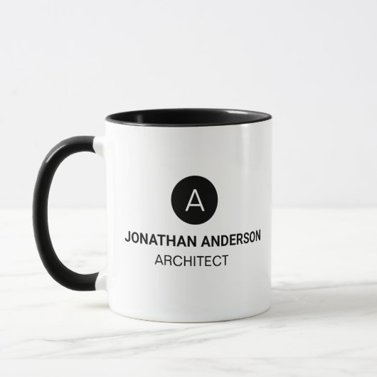Monogram beruflich Architekt Monogram Erstschwarz Tasse (Links)