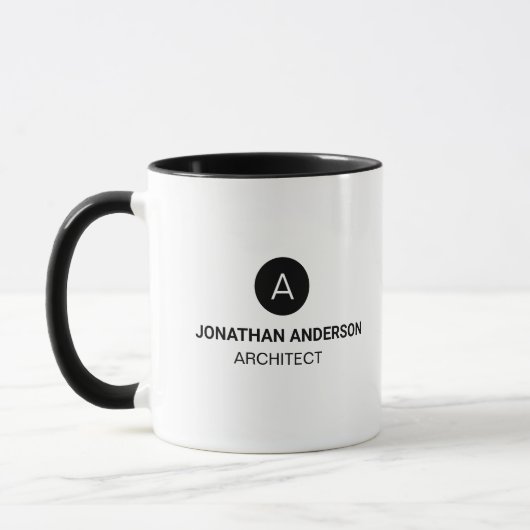 Monogram beruflich Architekt Monogram Erstschwarz Tasse (Links)
