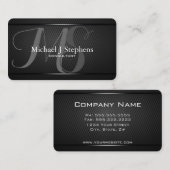 Monogram Beruflich Black Metal texturiert Visitenkarte (Vorne/Hinten)