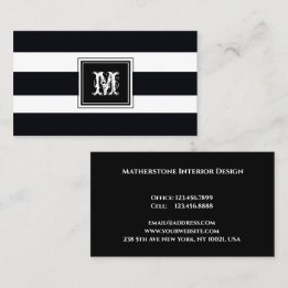 Monogram Beruflich Black & White Modern Visitenkarte