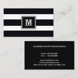 Monogram Beruflich Black & White Modern Visitenkarte
