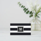 Monogram Beruflich Black & White Modern Visitenkarte (Stehend Vorderseite)