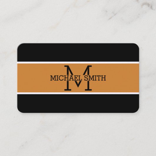 Monogram Beruflich Bronze Modern Visitenkarte (Vorderseite)