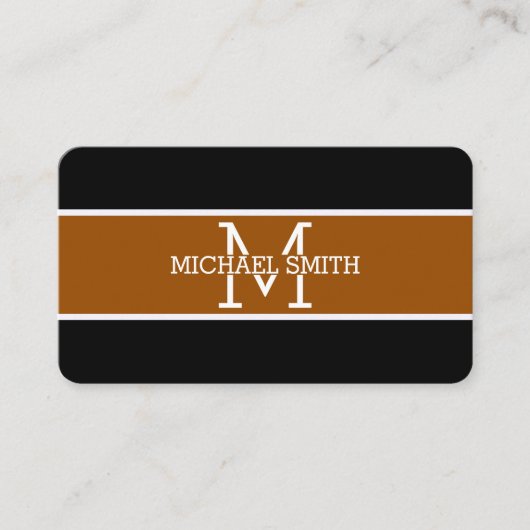 Monogram Beruflich Brown Modern Visitenkarte (Vorderseite)