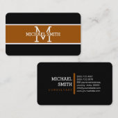 Monogram Beruflich Brown Modern Visitenkarte (Vorne/Hinten)