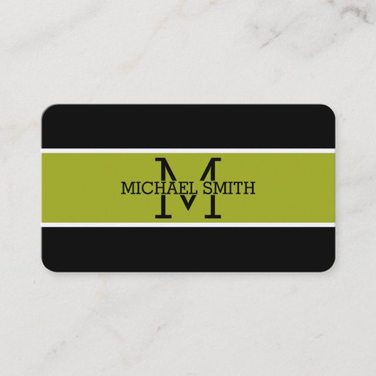 Monogram Beruflich Citron Modern Visitenkarte (Vorderseite)