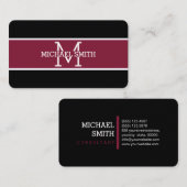 Monogram Beruflich Claret Modern Visitenkarte (Vorne/Hinten)