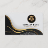 Monogram Beruflich Elegant Gold Lion Logo Visitenkarte (Vorderseite)