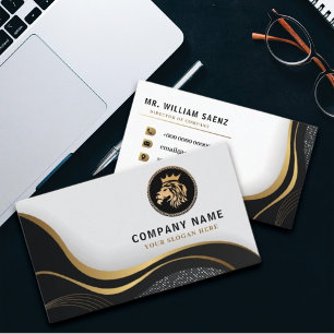 Monogram Beruflich Elegant Gold Lion Logo Visitenkarte