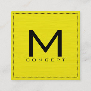 Monogram Beruflich Elegant Modernes Gelb Quadratische Visitenkarte