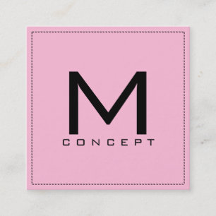 Monogram Beruflich Elegant Modernes Rosa Quadratische Visitenkarte