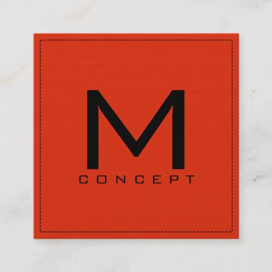Monogram Beruflich Elegant Modernes Rotes Orange Quadratische Visitenkarte (Vorderseite)