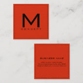 Monogram Beruflich Elegant Modernes Rotes Orange Quadratische Visitenkarte (Vorne/Hinten)