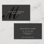 Monogram Beruflich Elegant Modernes Schwarz Visitenkarte (Vorne/Hinten)