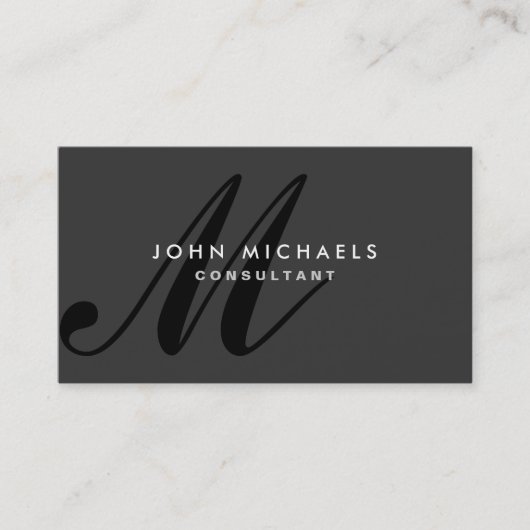Monogram Beruflich Elegant Modernes Schwarz Visitenkarte (Vorderseite)