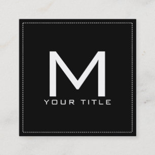 Monogram Beruflich Elegant Modernes Schwarzes Quadratische Visitenkarte