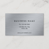 Monogram Beruflich Elegant Modernes Silbermetall Visitenkarte (Rückseite)