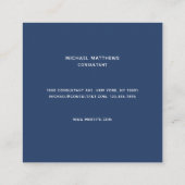 Monogram Beruflich Elegant Simple Modern Navy Quadratische Visitenkarte (Rückseite)