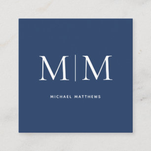 Monogram Beruflich Elegant Simple Modern Navy Quadratische Visitenkarte