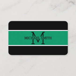 Monogram Beruflich Green-Cyan Modern Visitenkarte