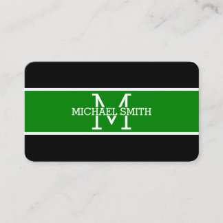 Monogram Beruflich Green Modern Visitenkarte