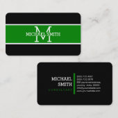 Monogram Beruflich Green Modern Visitenkarte (Vorne/Hinten)