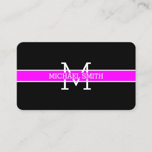 Monogram Beruflich Magenta Horizontal Line Visitenkarte (Vorderseite)