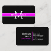 Monogram Beruflich Magenta Horizontal Line Visitenkarte (Vorne/Hinten)