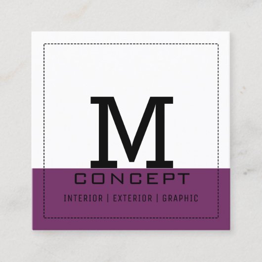 Monogram Beruflich Modernes Byzantium Quadratische Visitenkarte (Vorderseite)