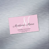 Monogram Beruflich Modernes, elegantes Rosa Magnetische Visitenkarte (Beispiel)